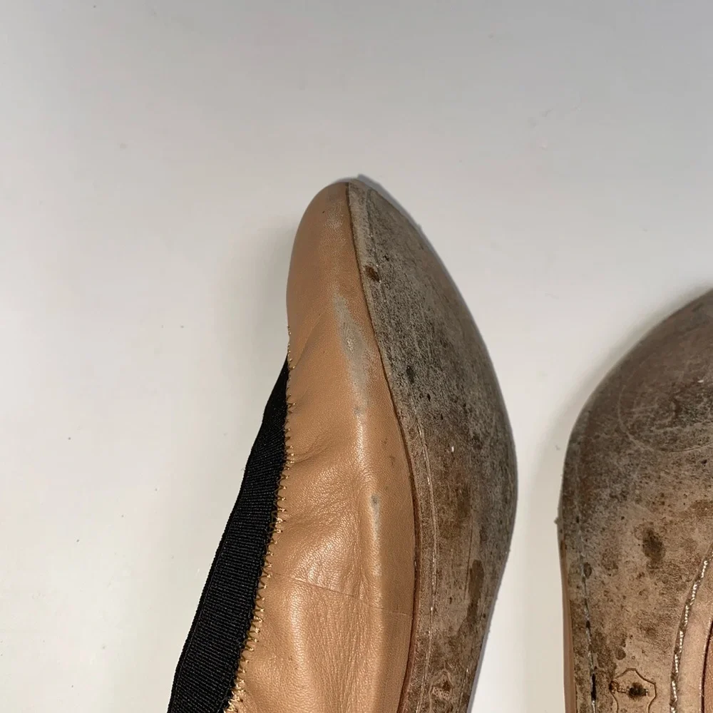 Tory Burch Tan Leather Ballet Flats With Logo Sz Women’s 7.5 M - Picture 5 of 11